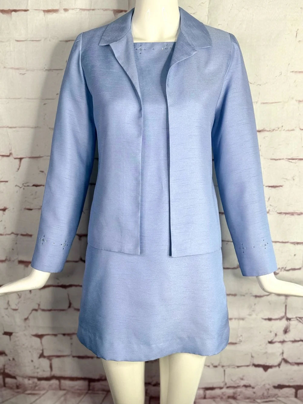 ZOE LTD Girls 16  Cornflower Blue 2 Piece Set Embellished Dress Jacket Suit